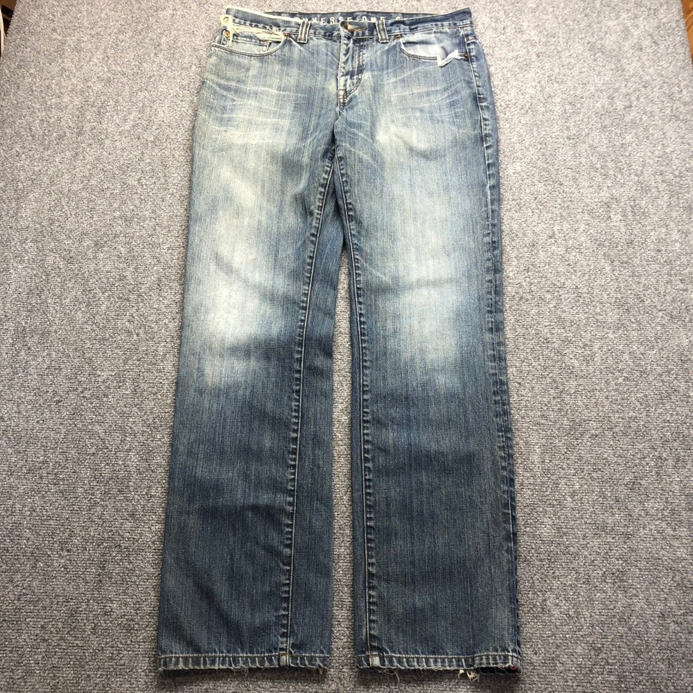 Converse One Star Premium Mens Distressed Straight Leg Jeans Blue 34x32